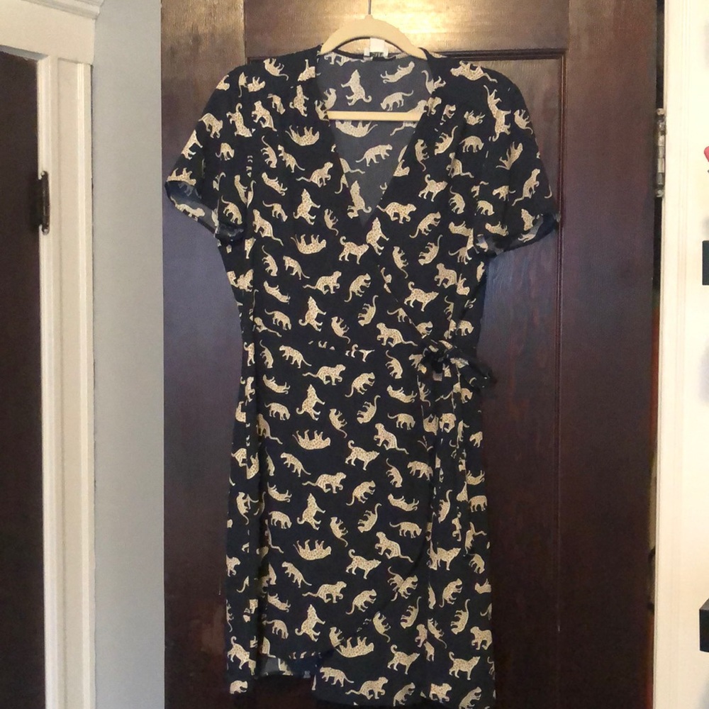 J Crew leopard pattern wrap dress